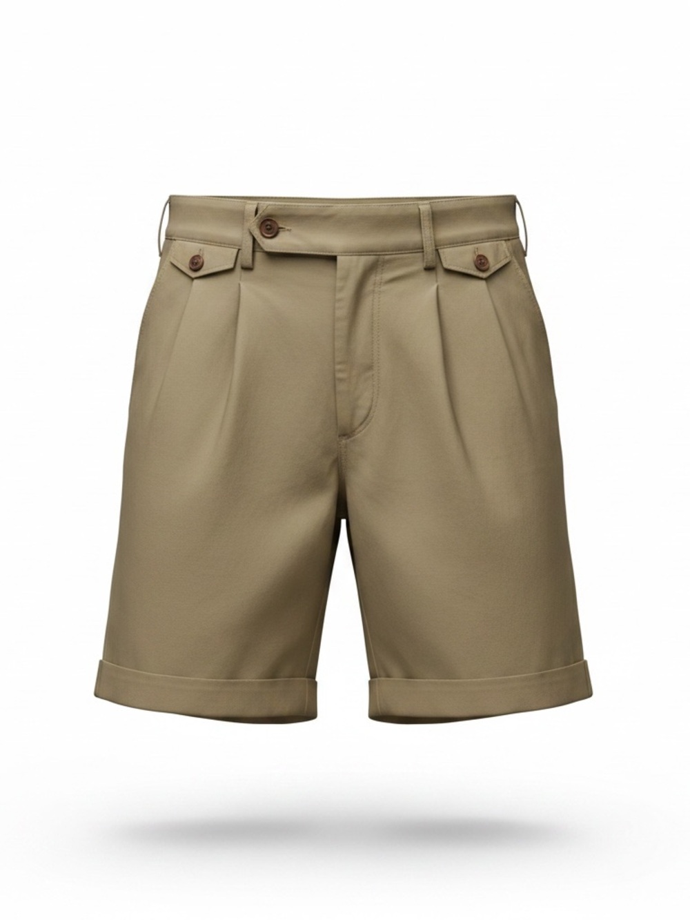 J. Peterman Tan Pleated Cuffed Men's Shorts Adjustable Waist